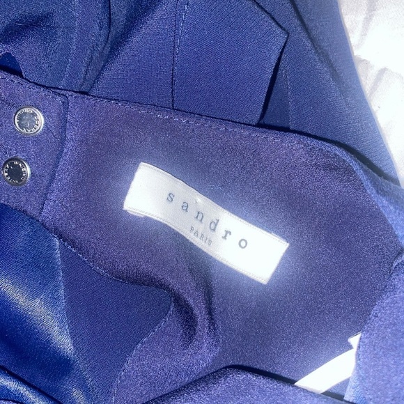 Sandro Paris Navy Blue Cut Out Back Crepe Mini Dress - Picture 4 of 10